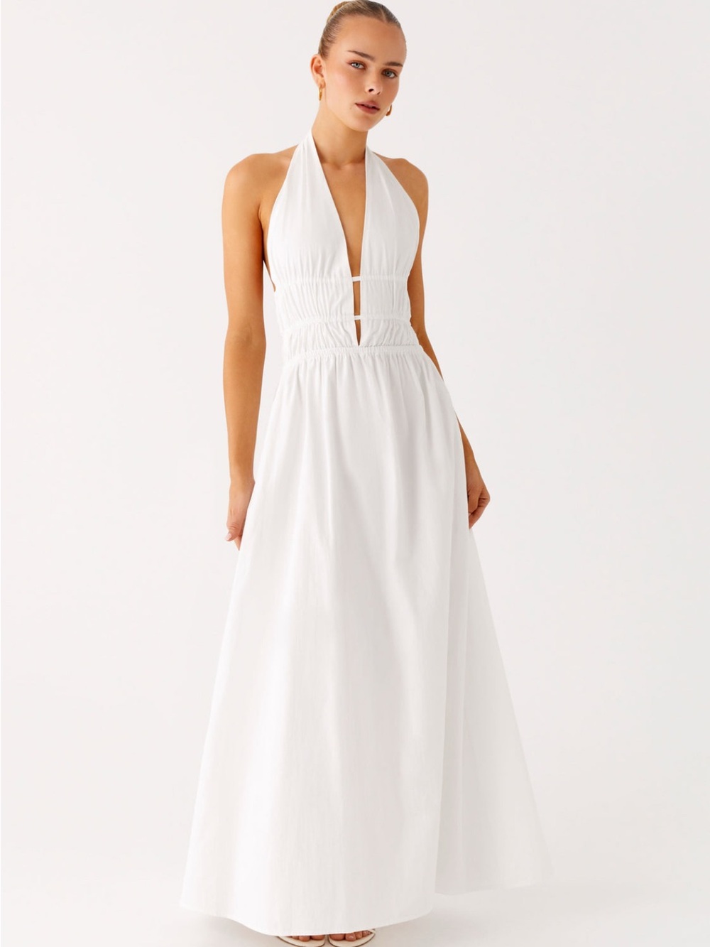 Elegant White Halter Maxi Dress